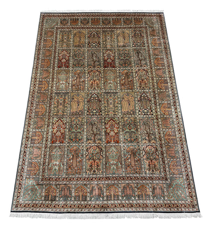 Kashmir Pure Silk Safavid Garden Rug 313x210 cm | Rug# 32166