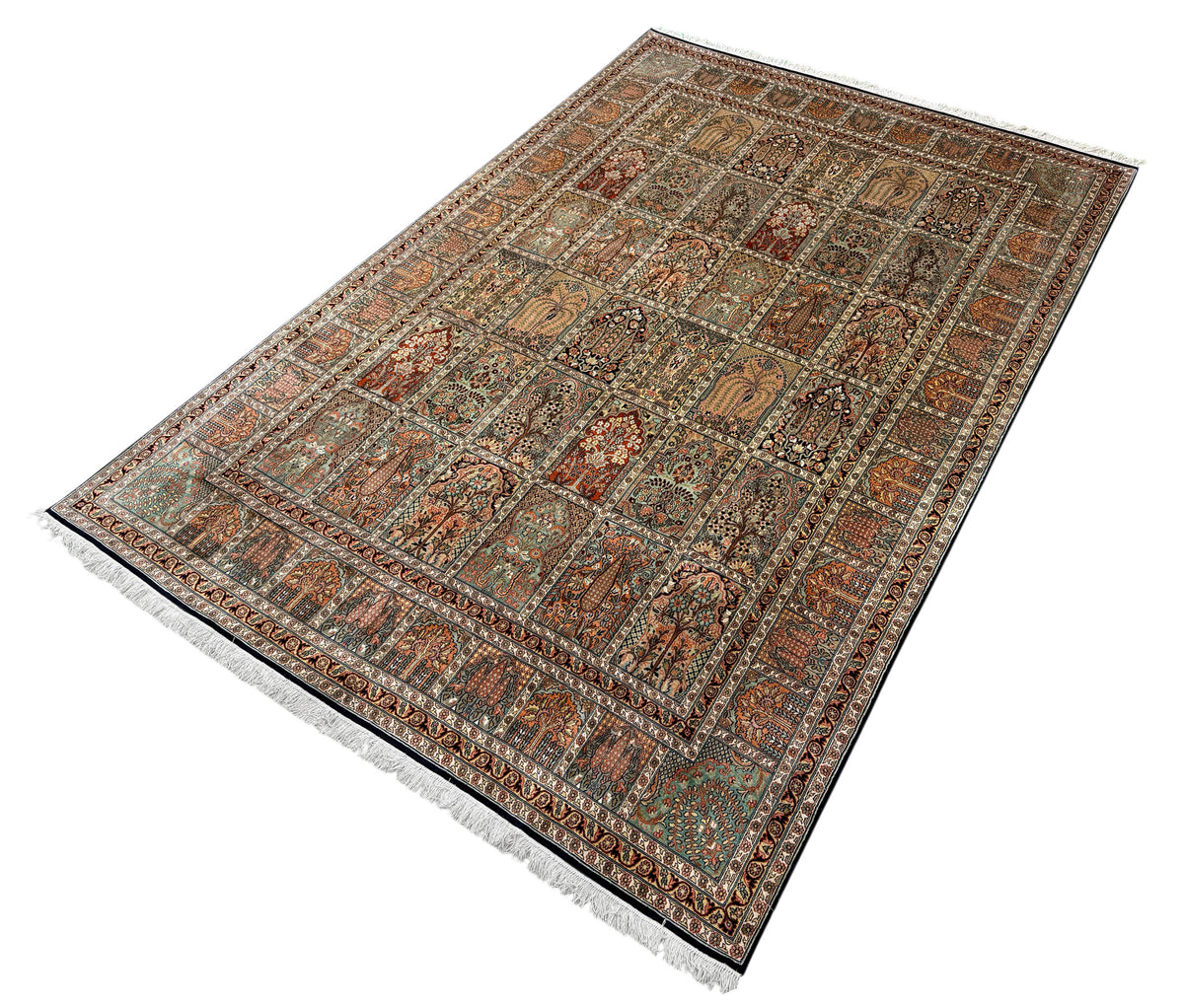 Kashmir Pure Silk Safavid Garden Rug 313x210 cm | Rug# 32166