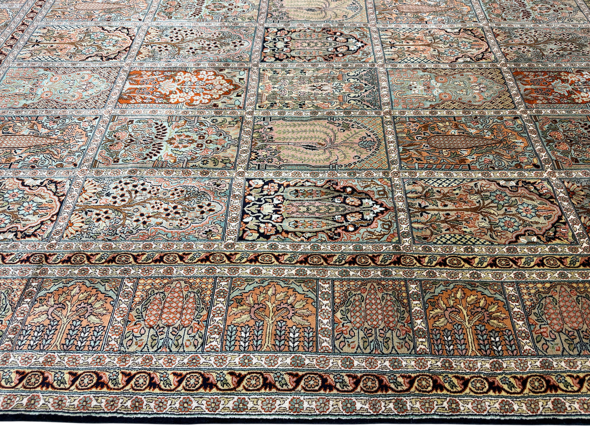 Kashmir Pure Silk Safavid Garden Rug 313x210 cm | Rug# 32166
