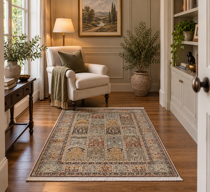 Pure Silk Kashmir Garden Design Rug 243x168 cm | Rug# 32168