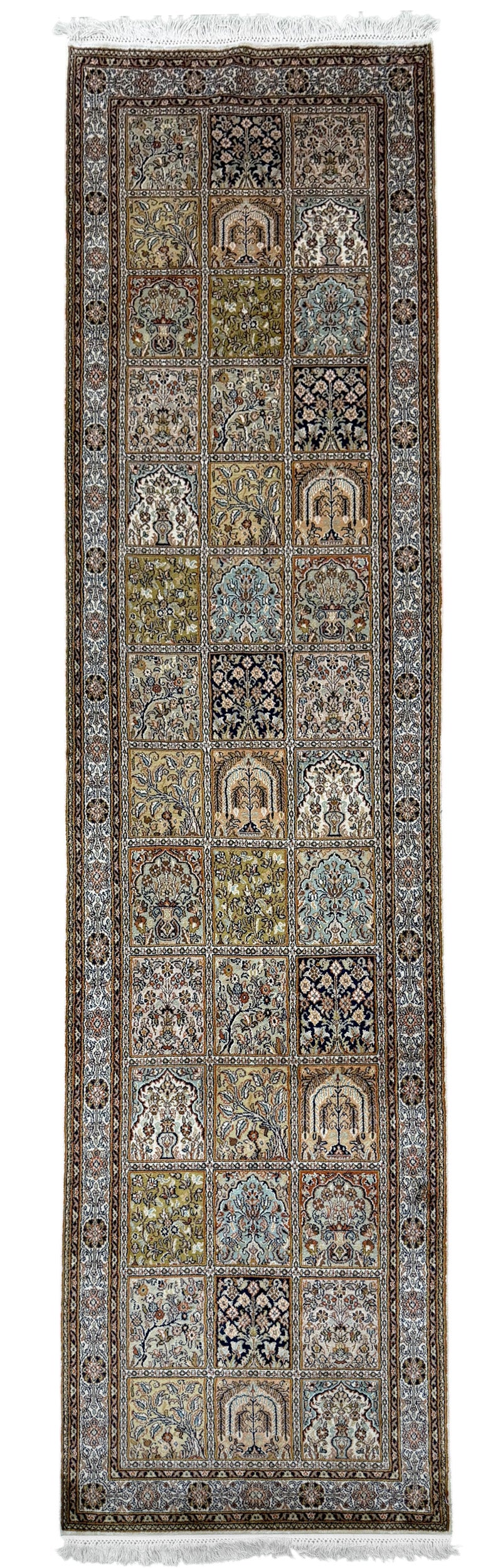 Pure Silk Kashmir Garden Panel Runner 299x78 cm | Rug# 32169