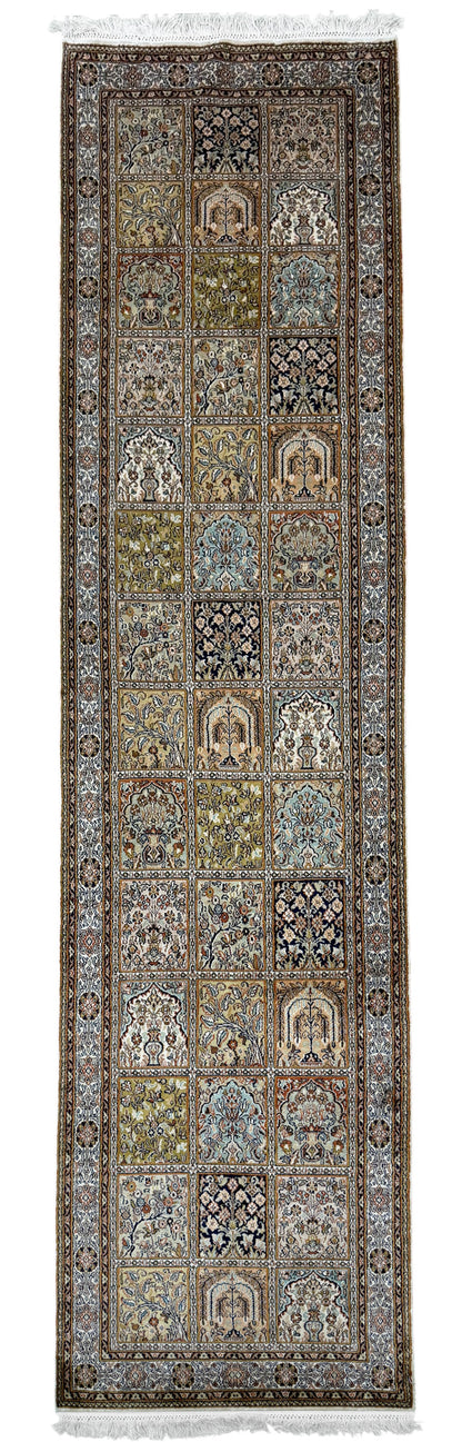 Pure Silk Kashmir Garden Panel Runner 299x78 cm | Rug# 32169