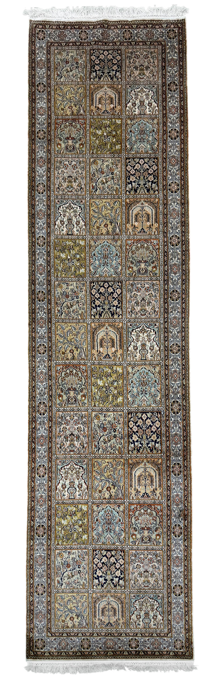 Pure Silk Kashmir Garden Panel Runner 299x78 cm | Rug# 32169
