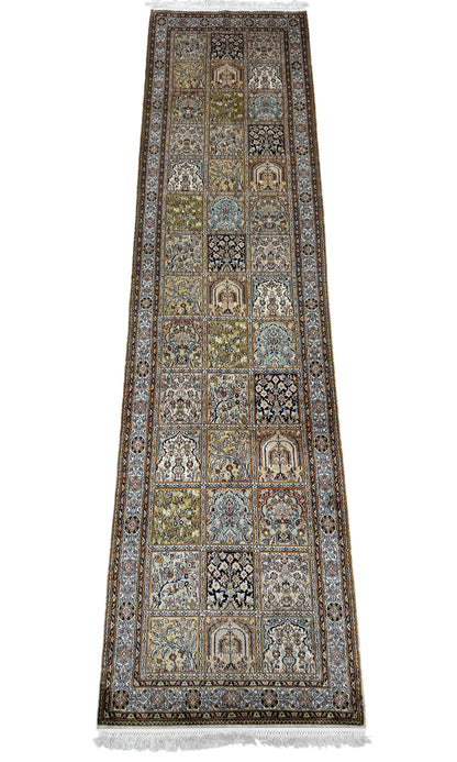 Pure Silk Kashmir Garden Panel Runner 299x78 cm | Rug# 32169
