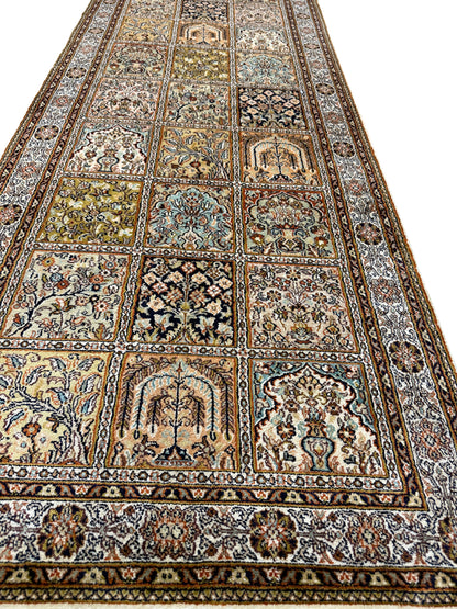 Pure Silk Kashmir Garden Panel Runner 299x78 cm | Rug# 32169