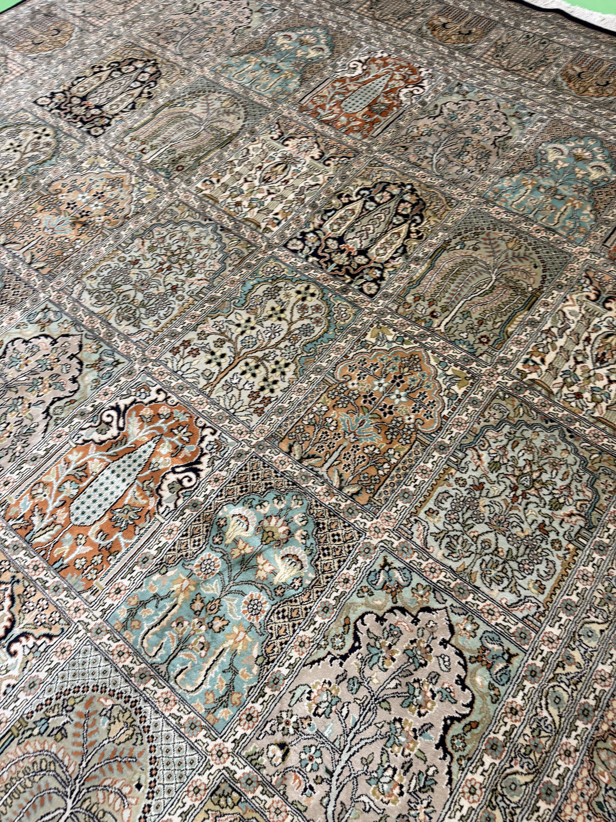 Kashmir Pure Silk Safavid Garden Rug 348x249 cm | Rug# 32172