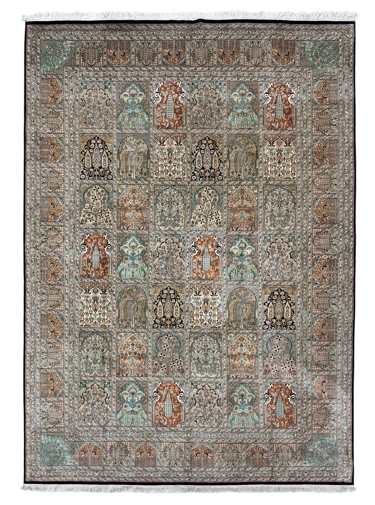 Kashmir Pure Silk Safavid Garden Rug 348x249 cm | Rug# 32172
