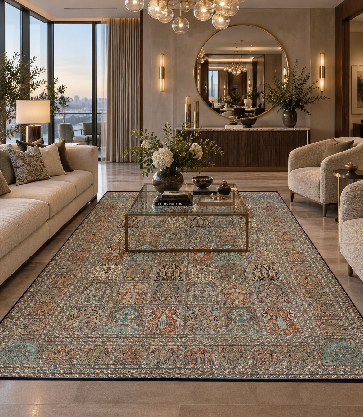 Kashmir Pure Silk Safavid Garden Rug 348x249 cm | Rug# 32172