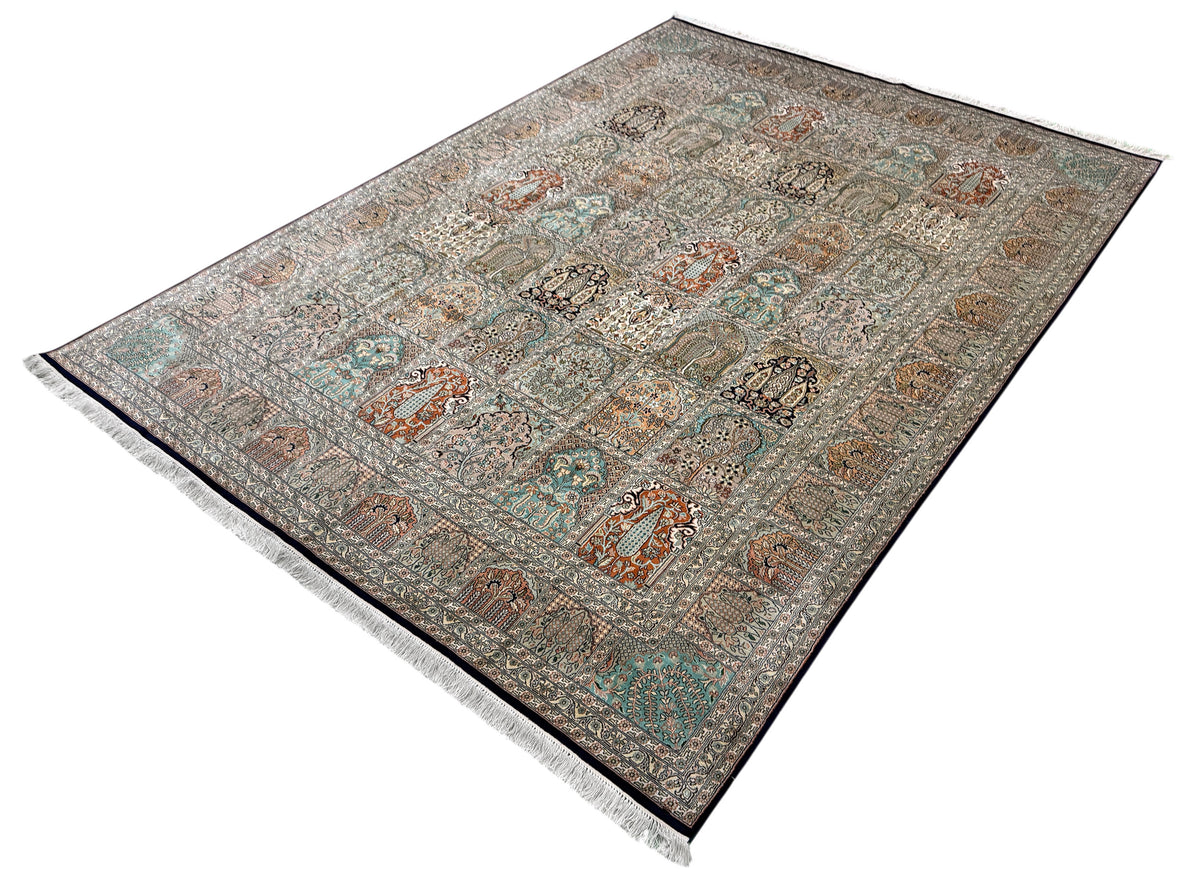 Kashmir Pure Silk Safavid Garden Rug 348x249 cm | Rug# 32172
