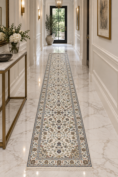 Hand-Knotted Indo-Nain Hall Runner 374x84 cm | Rug#32203