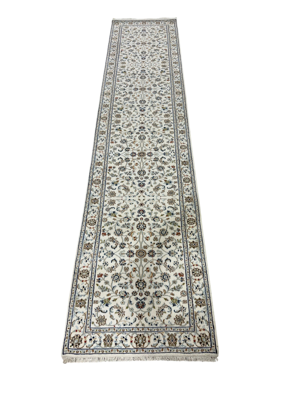 Hand-Knotted Indo-Nain Hall Runner 374x84 cm | Rug#32203