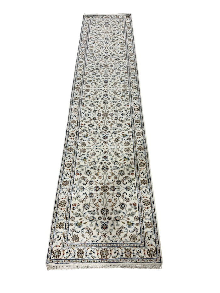 Hand-Knotted Indo-Nain Hall Runner 374x84 cm | Rug#32203