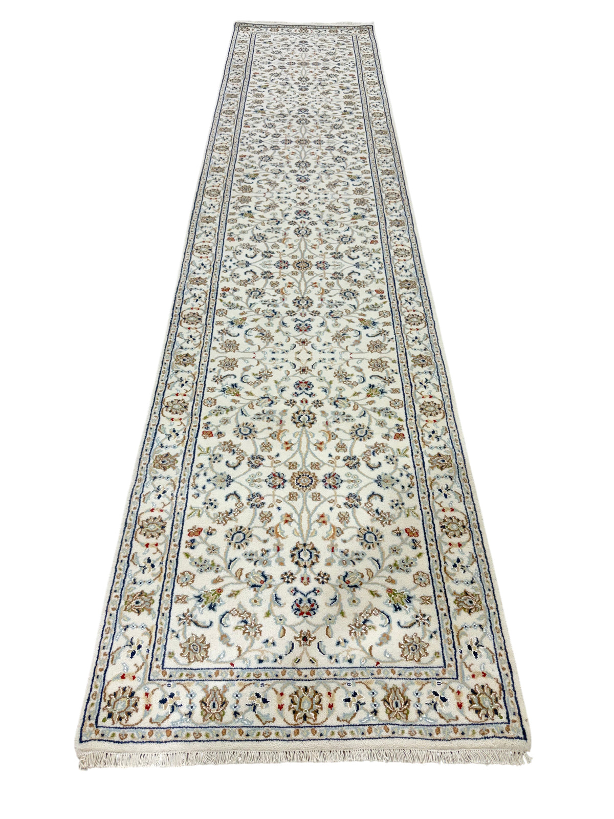Hand-Knotted Indo-Nain Hall Runner 374x84 cm | Rug#32203