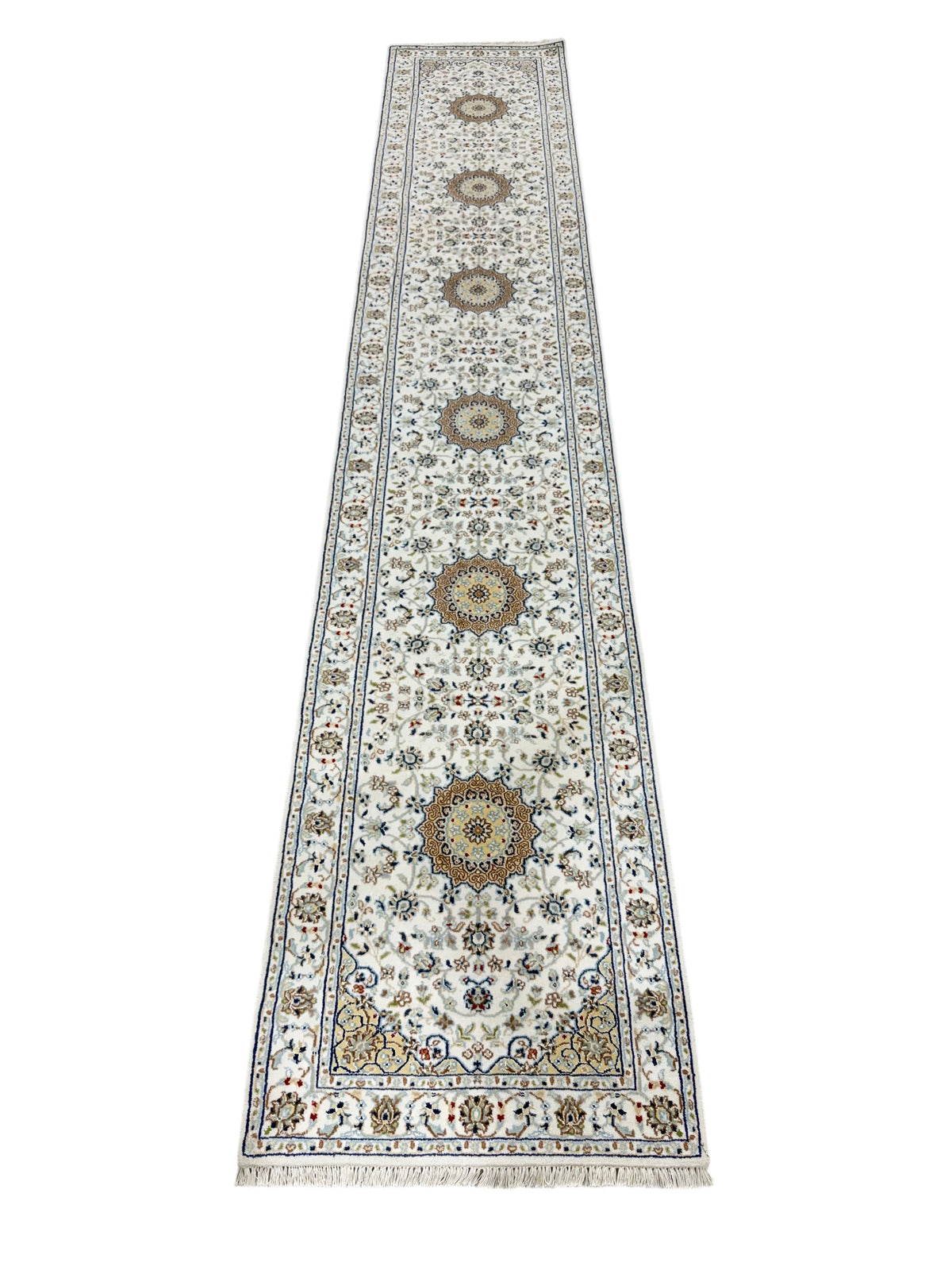 Hand-Knotted Indo-Nain Hall Runner 428x79 cm | Rug# 32204