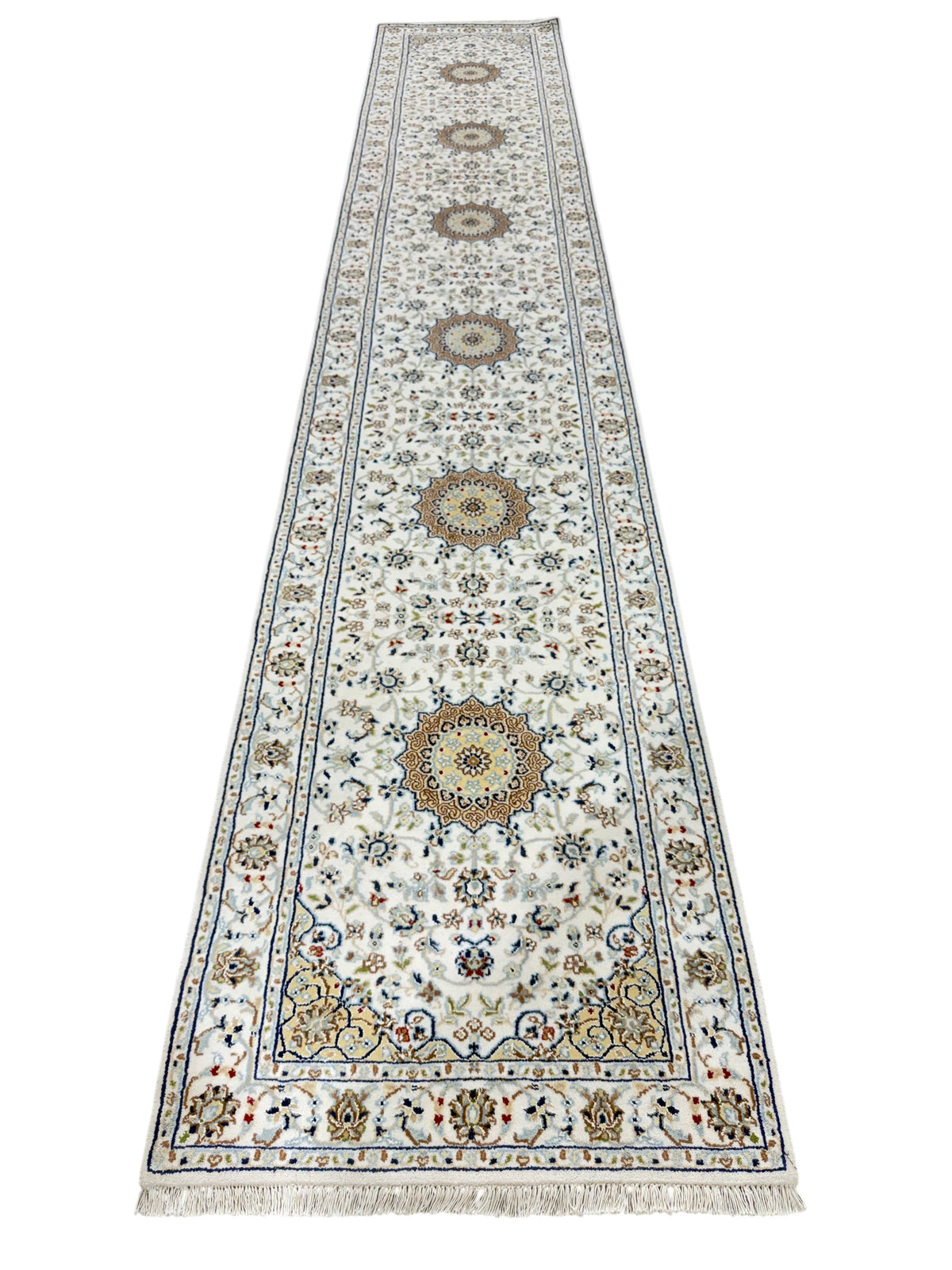 Hand-Knotted Indo-Nain Hall Runner 428x79 cm | Rug# 32204