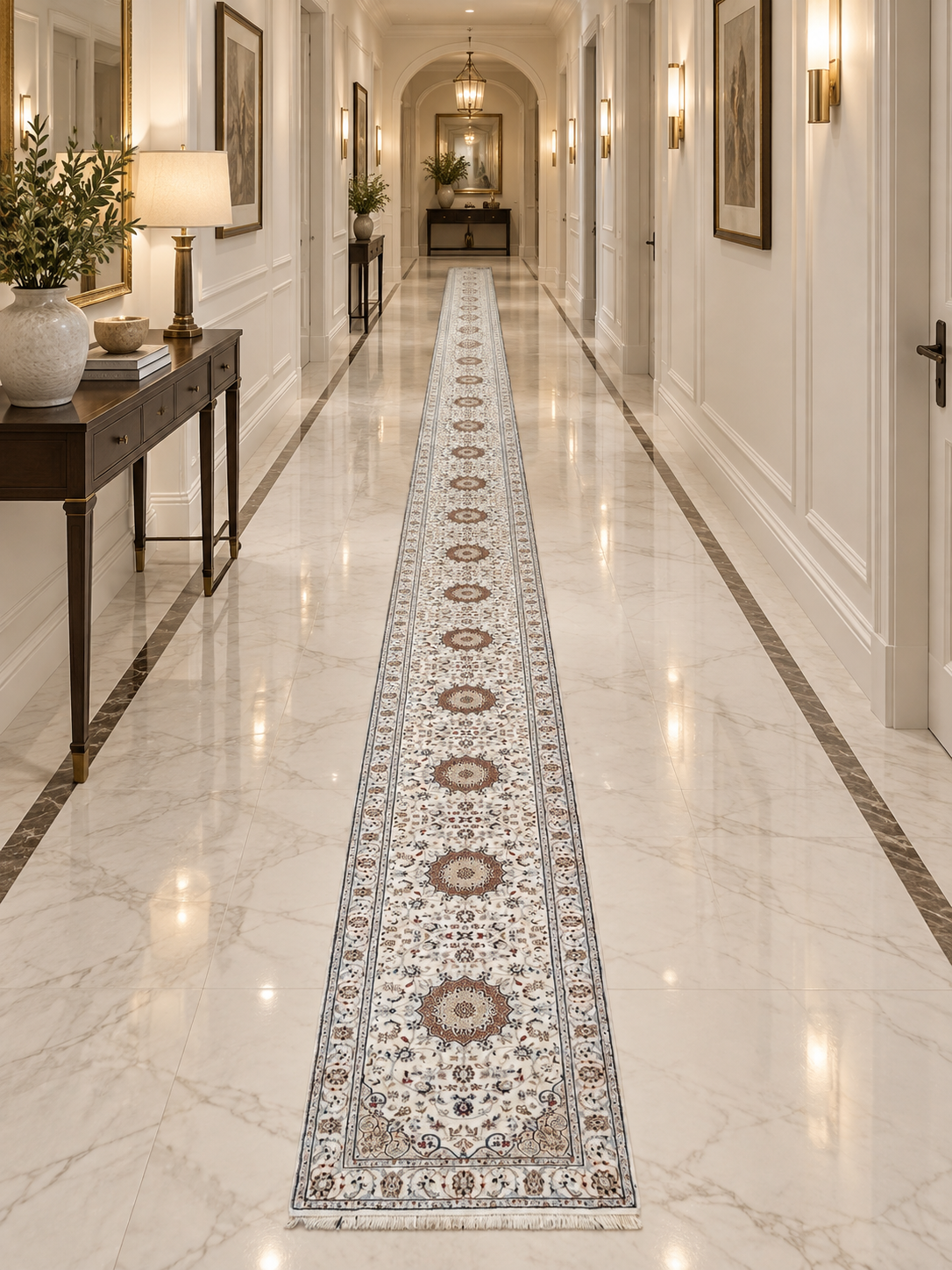 Hand-Knotted Indo-Nain Hall Runner 957x86 cm | Rug#32205