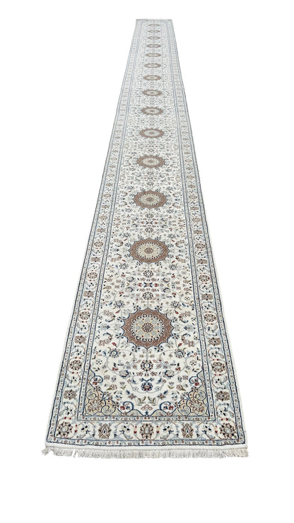 Hand-Knotted Indo-Nain Hall Runner 957x86 cm | Rug#32205