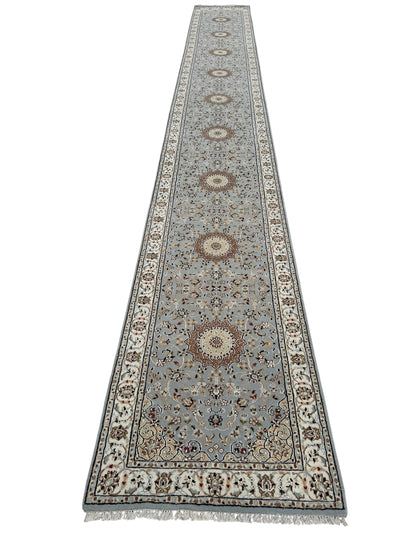 Hand-Knotted Nain Design Hall Runner 607x78 cm | Rug#32206