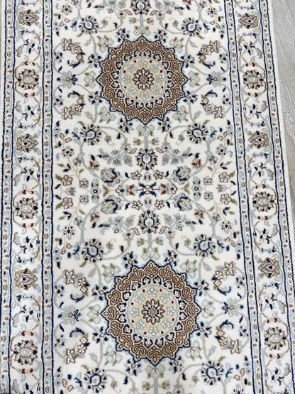 Hand-Knotted Nain Design Hall Runner 379x81 cm | Rug#32207