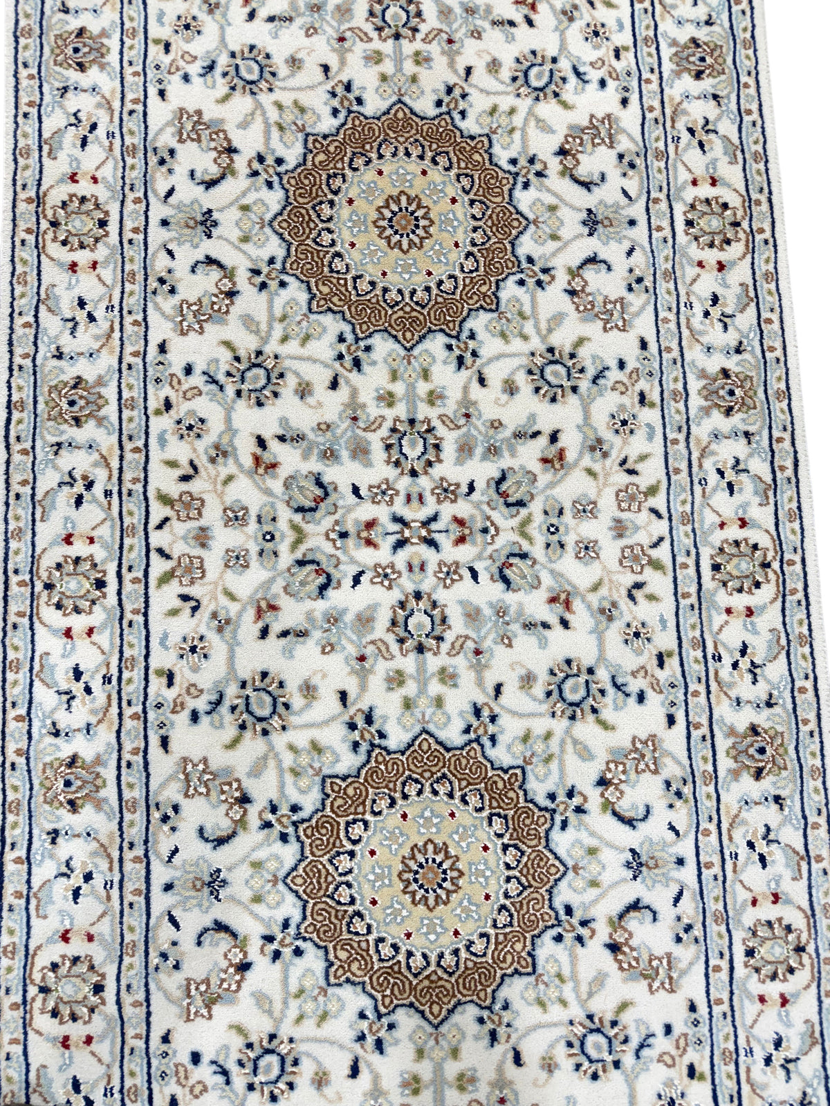 Hand-Knotted Nain Design Hall Runner 379x81 cm | Rug#32207