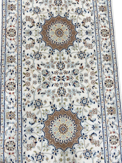 Hand-Knotted Nain Design Hall Runner 379x81 cm | Rug#32207