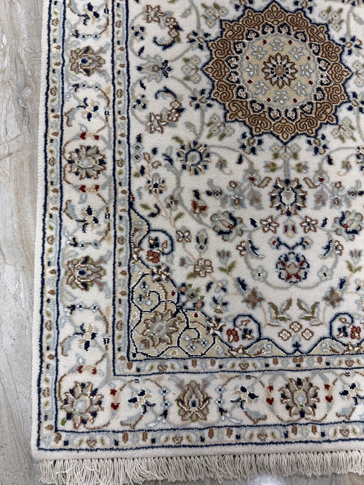 Hand-Knotted Nain Design Hall Runner 379x81 cm | Rug#32207
