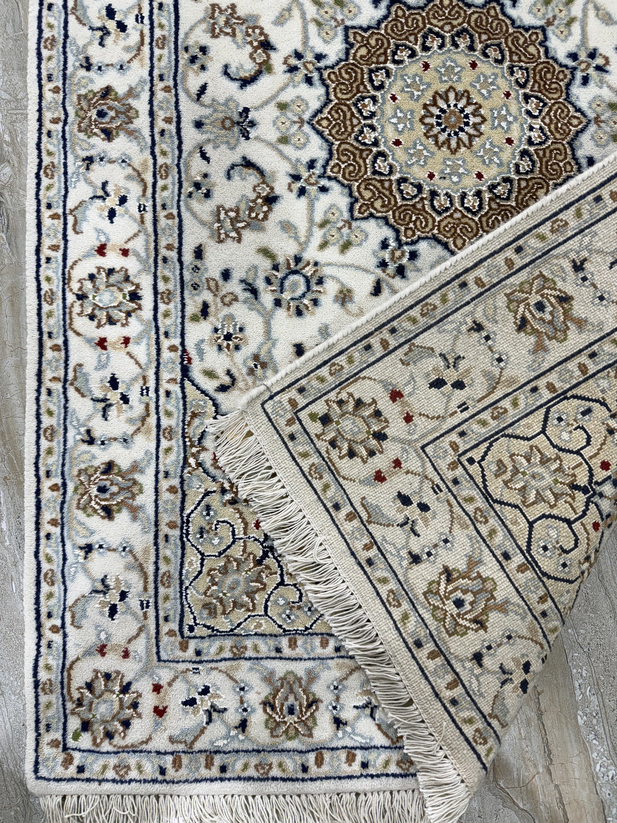 Hand-Knotted Nain Design Hall Runner 379x81 cm | Rug#32207