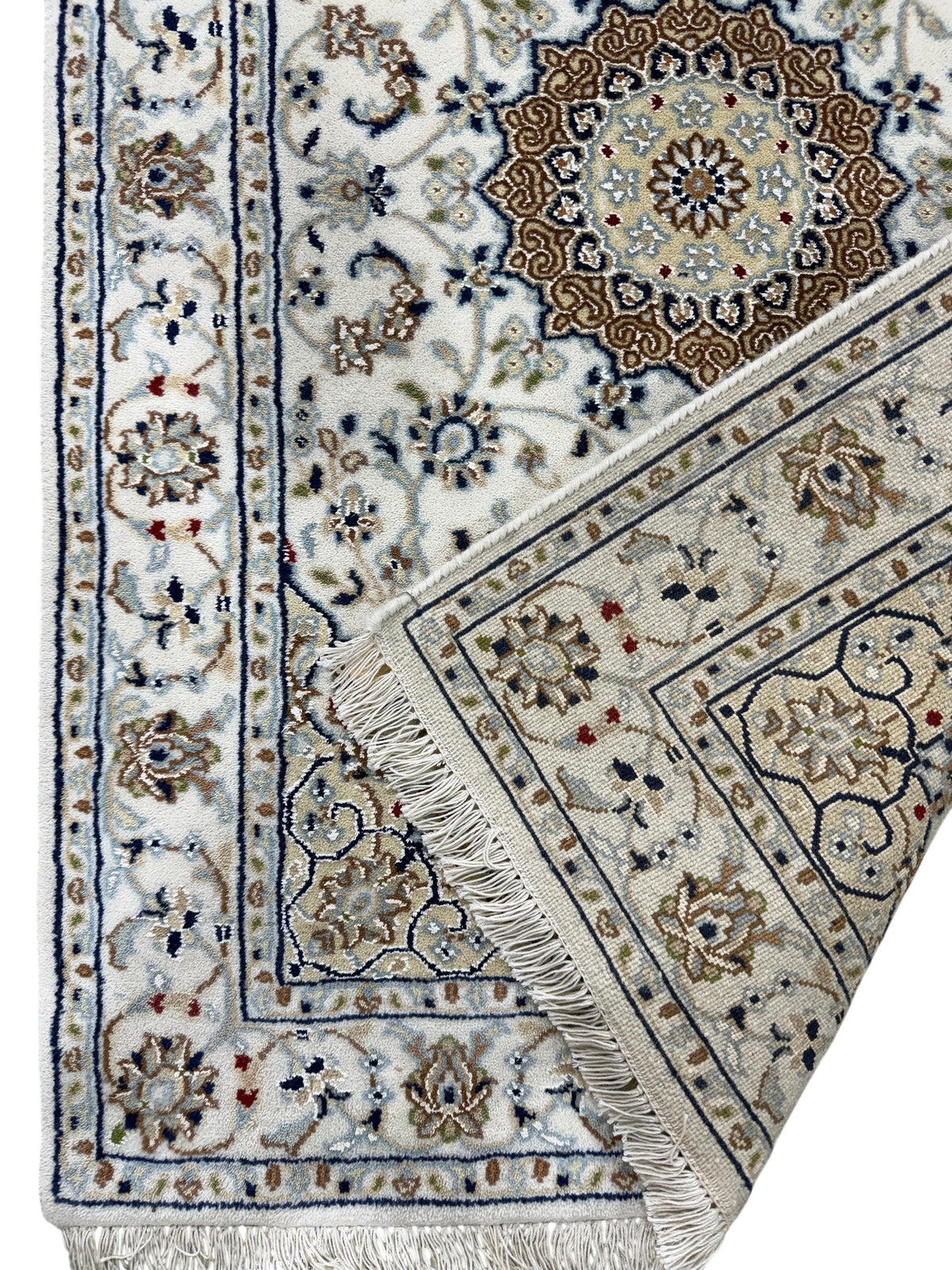 Hand-Knotted Nain Design Hall Runner 379x81 cm | Rug#32207