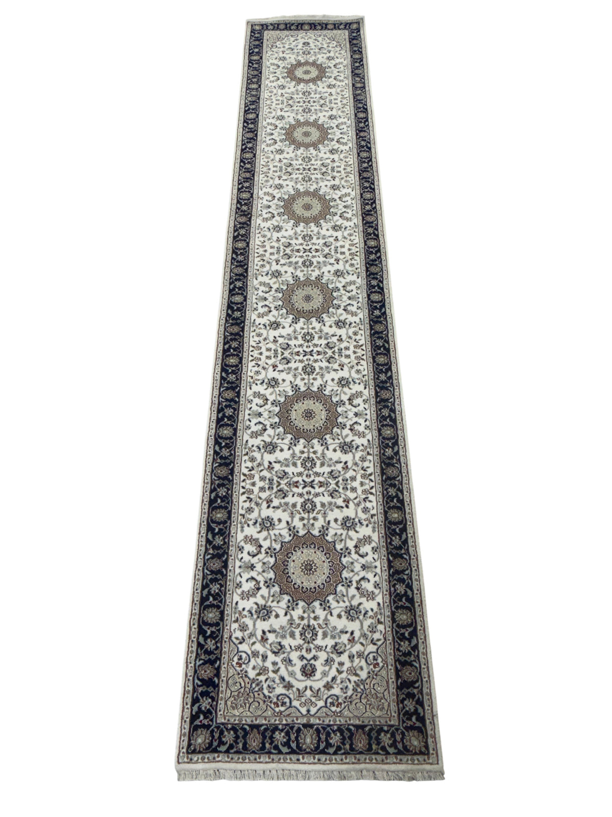 Hand-Knotted Nain Design Hall Runner 436x83 cm | Rug#32208