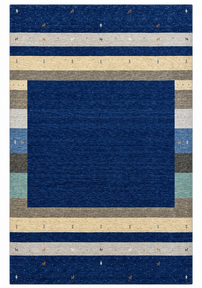 Modern Blue Gabbeh Rug 300×200 cm | Rug# 32625