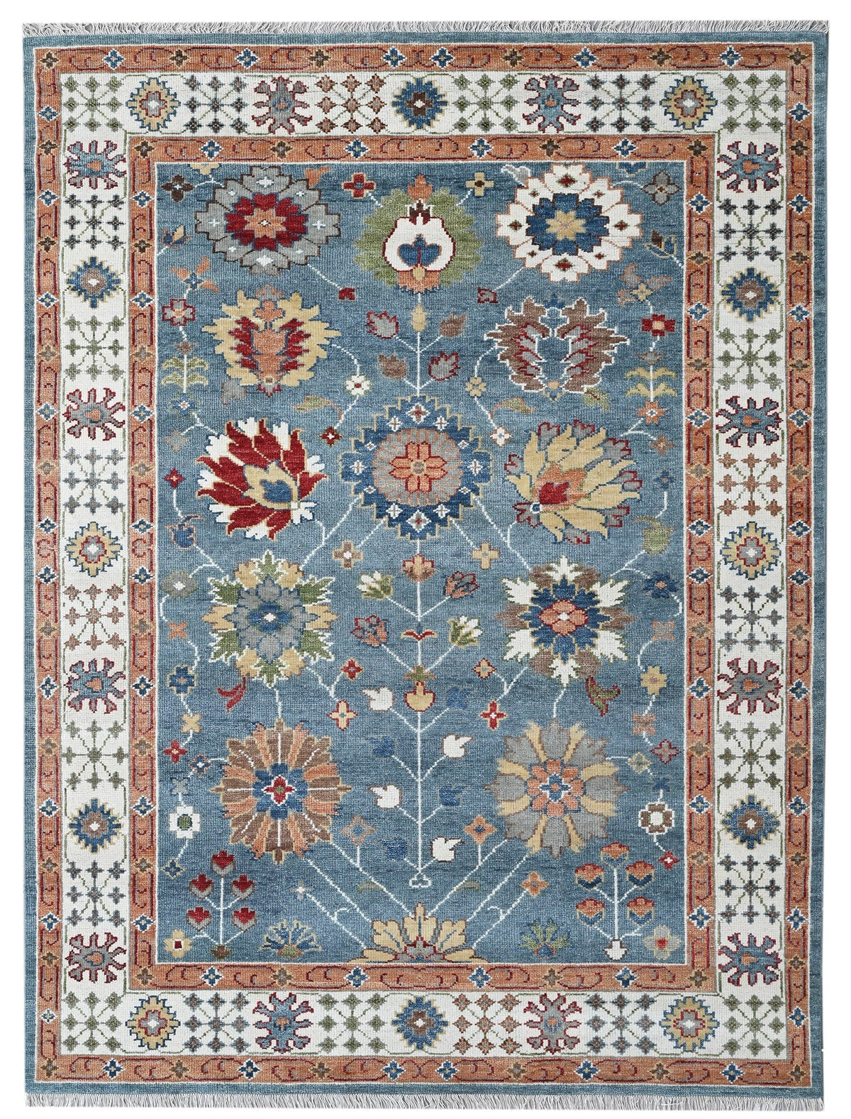 Custom-Made Agra Oushak Design Wool Rug 365×266 cm | Rug# 32688