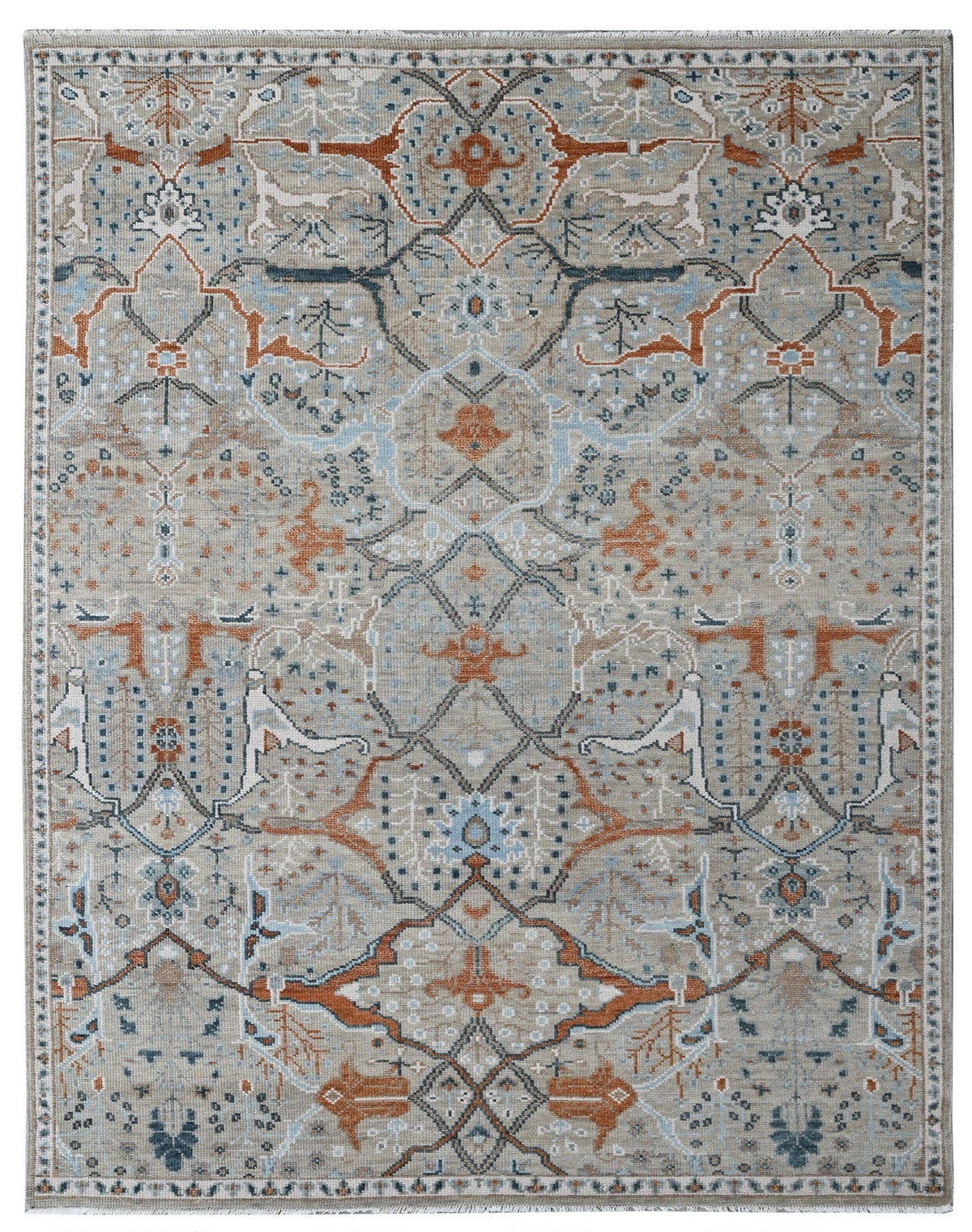 Hand-Knotted Agra Oushak Design Rug 306x245 cm | Rug# 32693