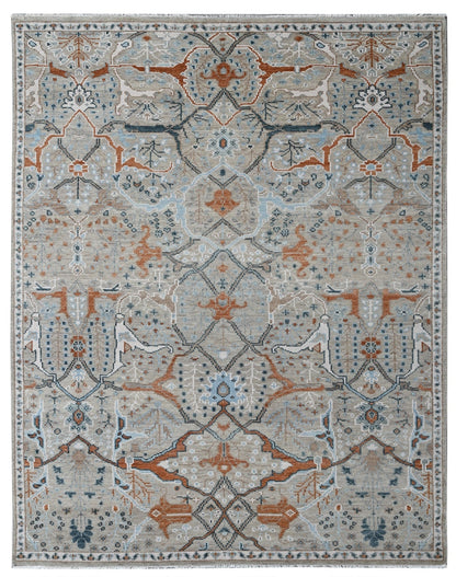 Hand-Knotted Agra Oushak Design Rug 306x245 cm | Rug# 32693