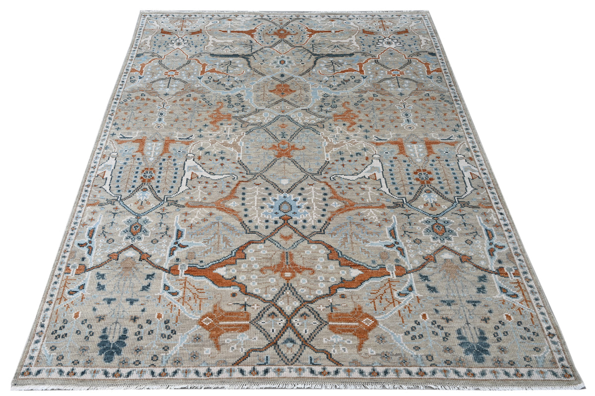 Hand-Knotted Agra Oushak Design Rug 306x245 cm | Rug# 32693