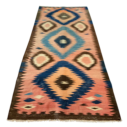 Antique Azerbaijan flatweave Kilim, circa 1920, 324×138 cm | Rug# 3272