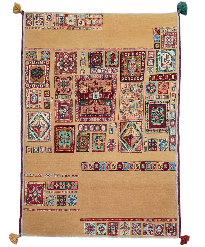 Firoozan sumac  and pile Sofreh, Persia, 153x103 cm | Rug# 3585