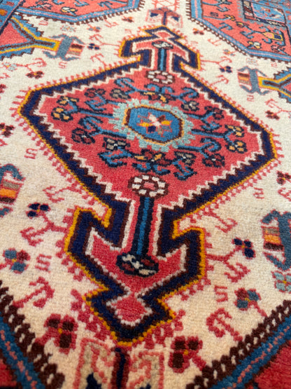 Vintage Nahavand poshtie, Kurdi weave, rare, circa 1970, Persia, 88x60cm | Rug# 3845
