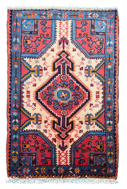 Vintage Nahavand poshtie, Kurdi weave, rare, circa 1970, Persia, 88x60cm | Rug# 3845