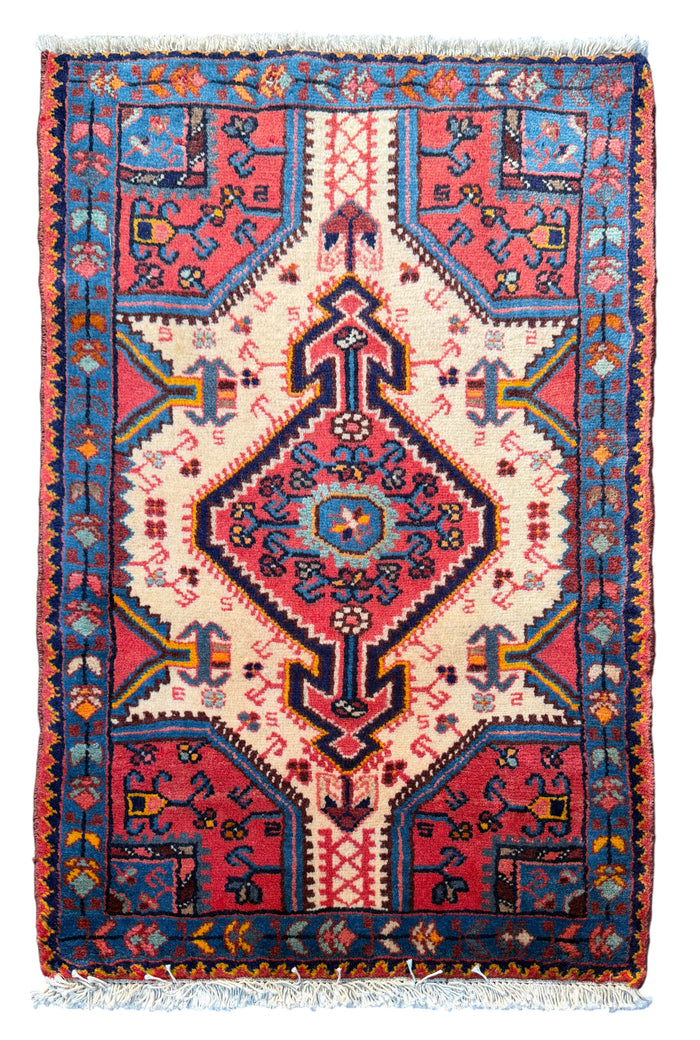 Vintage Nahavand poshtie, Kurdi weave, rare, circa 1970, Persia, 88x60cm | Rug# 3845