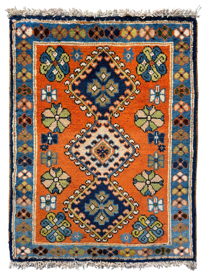 Vintage Yalameh poshtie, circa 1970, Persia,64x55cm | Rug# 4105