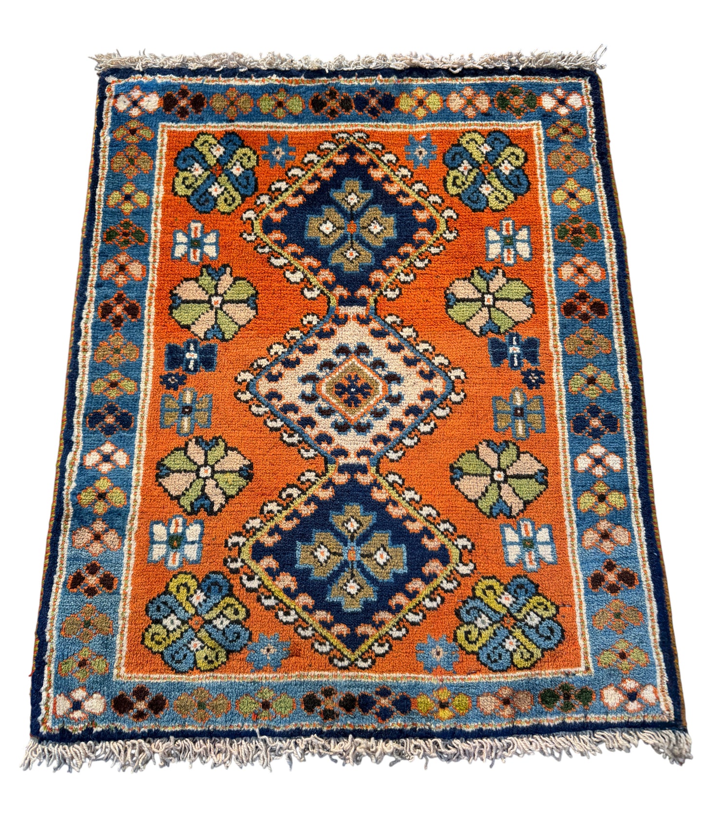 Vintage Yalameh poshtie, circa 1970, Persia,64x55cm | Rug# 4105