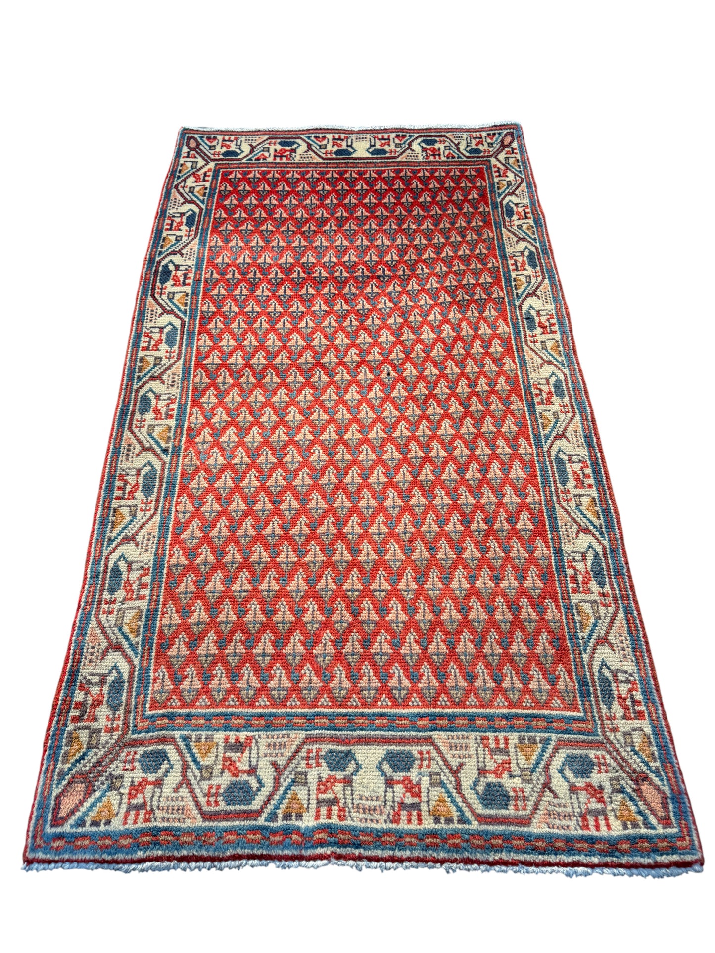 Vintage Sarouk poshtie, circa 1960,125x65cm | Rug# 4180