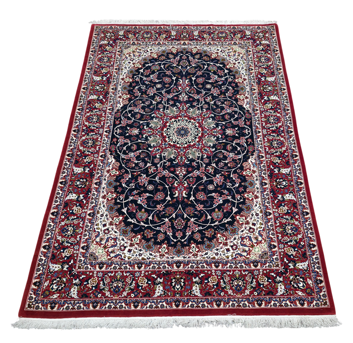 Extremely fine  unique Isfehan, Valizadeh signature  240x151 cm | Rug# 4430