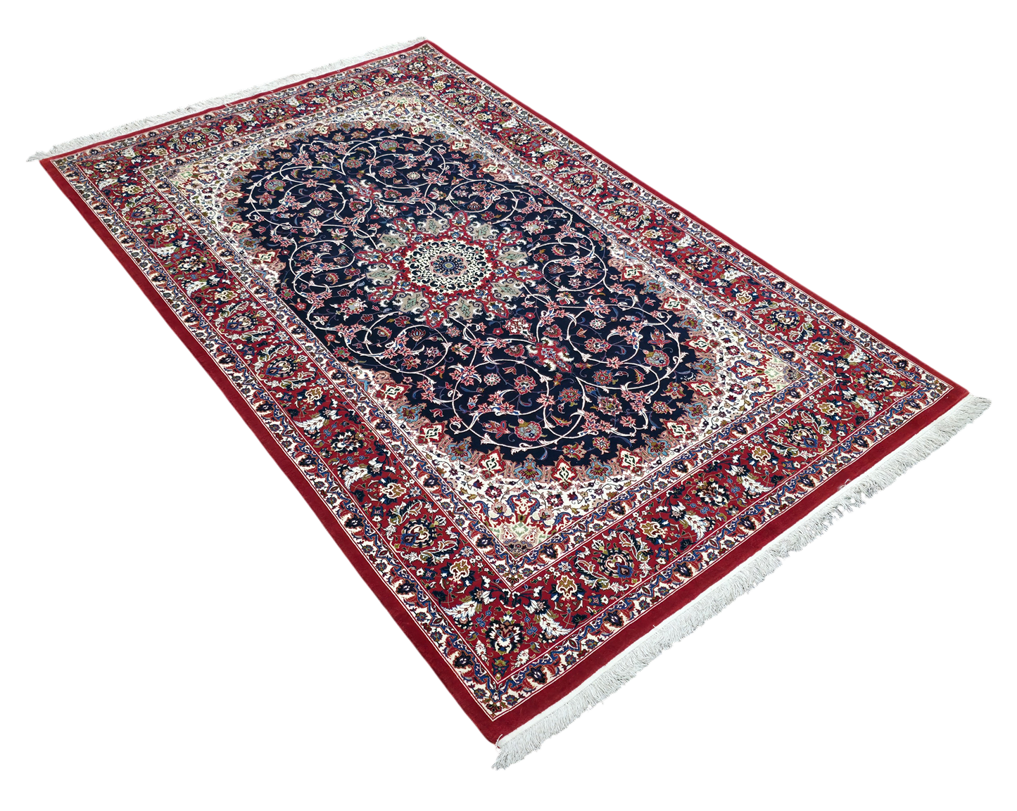 Extremely fine  unique Isfehan, Valizadeh signature  240x151 cm | Rug# 4430