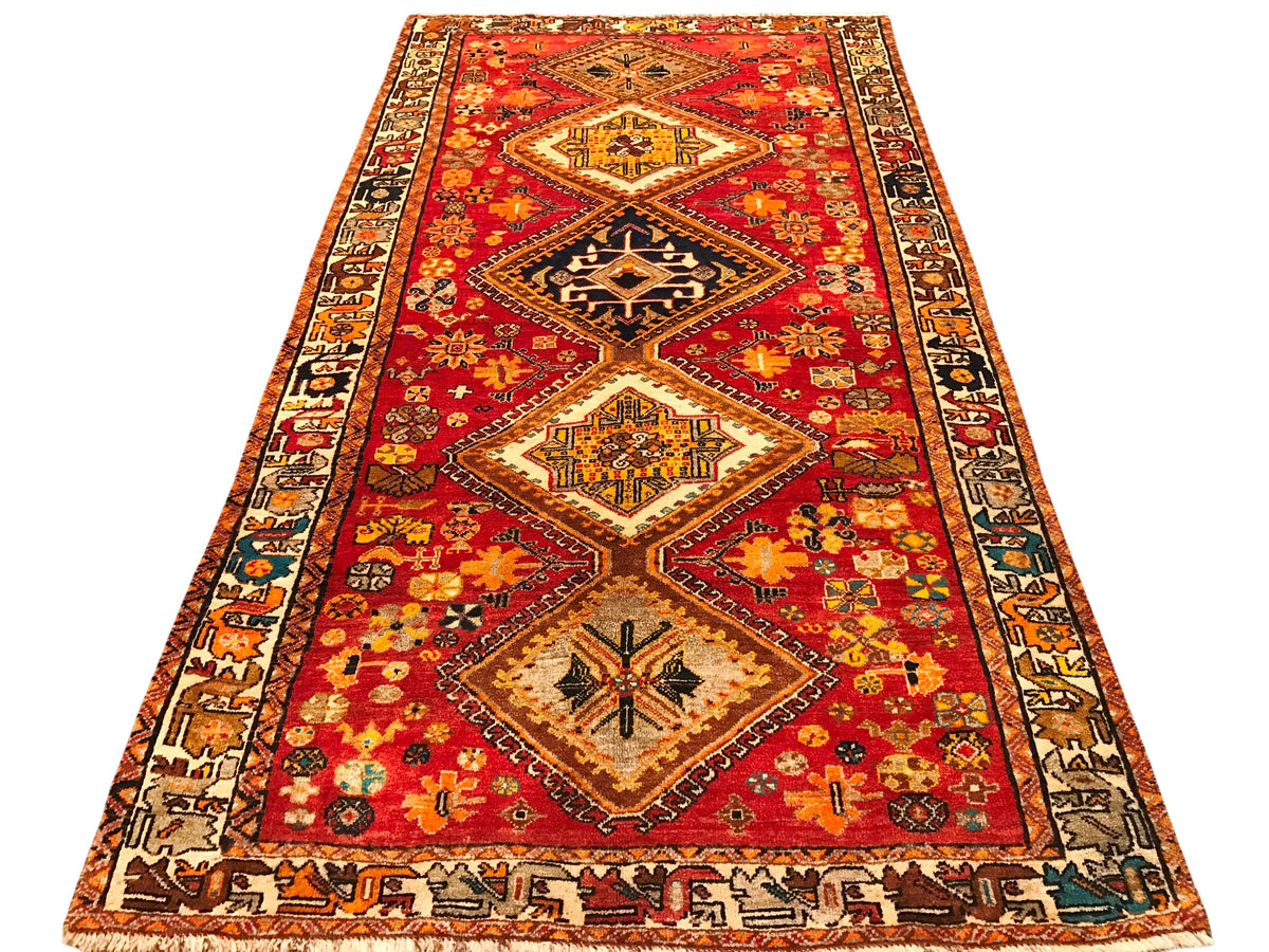 Vintage Qashqai Tribal- Nomadic Rug 290x150 cm | Rug# 5949