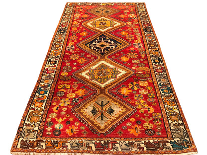 Vintage Qashqai Tribal- Nomadic Rug 290x150 cm | Rug# 5949