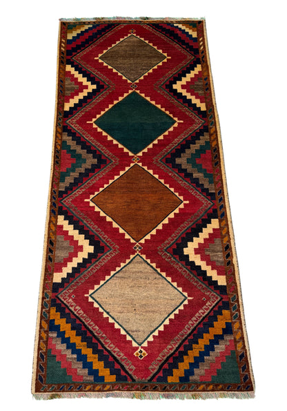 Vintage Qashqai Gabbeh, Persia, 250x100cm | Rug# 6131