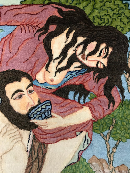 Superfine Omar Khayyam scene Pictorial Rug, Persia 90x67cm | Rug# 6212
