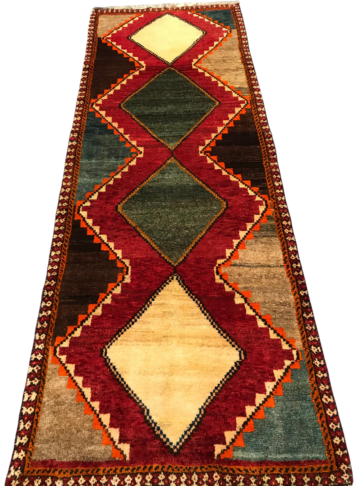 Persian Gabbeh geometric design 226x83cm | Rug#6227