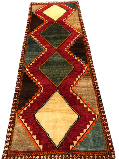 Persian Gabbeh geometric design 226x83cm | Rug#6227